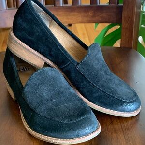 Sofft Black Suede Women's Loafers with Tan Trim